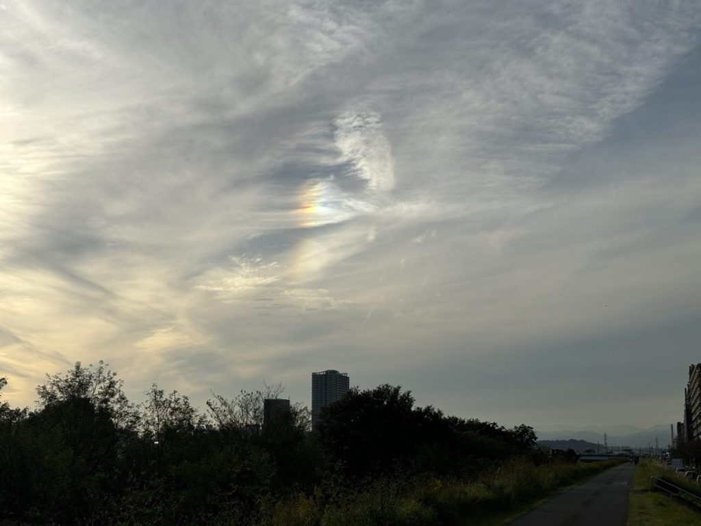 西の空に彩雲、20241031